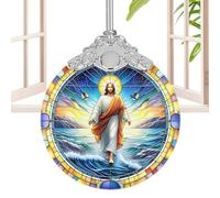 Genérico Weihnachtskrippen-Set - Set - Krippen-Weihnachtsanhänger - Geburt Weihnachtsanhänger Krippensegen Acrylanhänger - Jesus-Andenken-Weihnachtsschmuck, Runde Weihnachtsdekoration Für