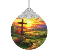 Genérico Weihnachtskrippen-Set - Set - Krippen-Weihnachtsanhänger - Geburt Weihnachtsanhänger Krippensegen Acrylanhänger - Jesus-Andenken-Weihnachtsschmuck, Runde Weihnachtsdekoration Für