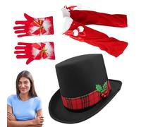 Generico Weihnachtsmann-Kostüm, Weihnachtsoutfits Für Frauen - Cowgirl-Hut-Weihnachtsoutfits - 3x Weihnachtsmann-Kostümset, Ausgefallene Weihnachtskostüme Für Bühnenauftritte, Weihnachtsfeiern