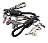 Generico Weseecase Keychain, Aluminum Alloy Dinosaur Charm Paired with a Hand-Woven Bracelet, Dinosaur Keychain for Women Men (2 Black,2Pcs)