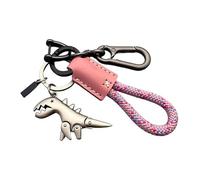Generico Weseecase Keychain, Weseecase Dinosaur Keychain, Aluminum Alloy Dinosaur Charm Paired with a Hand-Woven Bracelet (Pink-a)