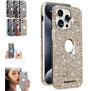 Generico Weseecase Luxury Sparkling Diamond Hollowed Out Case Cover for iPhone, Luxury Glitter Electroplated Case, for iPhone 13/15/14/16/12 Pro Max (for 13PM,Gold)