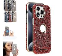 Generico Weseecase Luxury Sparkling Diamond Hollowed Out Case Cover for iPhone, Luxury Glitter Electroplated Case, for iPhone 13/15/14/16/12 Pro Max (for 13PM,Red)