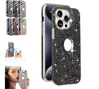 Generico Weseecase Luxury Sparkling Diamond Hollowed Out Case Cover for iPhone, Luxury Glitter Electroplated Case, for iPhone 13/15/14/16/12 Pro Max (for 13PM,Black)