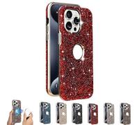 Generico Weseecase Luxury Sparkling Diamond Hollowed Out Case Cover for iPhone, Luxury Glitter Leather Magnetic Electroplated Case for iPhone 16/15/14/13 Pro Max (Red,for 13 pro)
