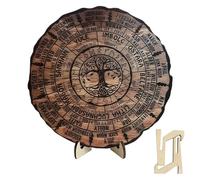 Generico Wheel of The Year Wood Sign - Witch Wall Calendar Plaque,Vintage Handmade Decorative Wheel Calendars,Round Wooden Sign for Retro Wall Decor for Halloween (4.72inch)