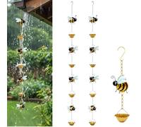 Generico Whimsical Bee Rain Chain, Bee Cup Rain Catcher for Gutters, Decorative Hanging Metal Bees Rains Chains, Outdoor Durable Heavy Duty Rains Catcher, for Garden, Patio, Yard