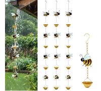 Generico Whimsical Bee Rain Chain, Bee Cup Rain Catcher for Gutters, Decorative Hanging Metal Bees Rains Chains, Outdoor Durable Heavy Duty Rains Catcher, for Garden, Patio, Yard