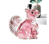 Generico Whiskey Decanter - Squirrel Shape Empty Wine Bottle, Animal Shaped Handblown Liquor Aerator Carafe, Whimsical Stoppered Cruet | Airtight Geometric Silicone Seals Container For