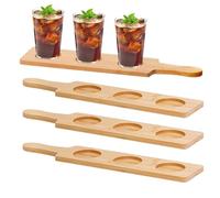 Generico Whiskey Tasting Board - Wooden 4 Piece Shot Serving Tray Set