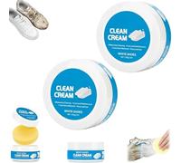 Generico White Shoe Cleaner Cream,Multipurpose No-Wash Solid Cleaning Paste with Sponge,Portable Cleaning Cream White Shoes Cleaner for Shoes (2PCS)