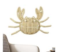Generico Wicker Wall Decor, Crab Nautical Sculpture, Beach Theme Design Farmhouse Style Accent, for Bedroom Bathroom Nursery Living Room Indoor Housewarming Wedding Party Birthday Use 9.1x6.7inch