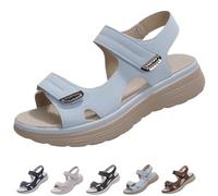 Generico Wide Fit Sandal for Women Open Toe Ankle Strap Sandals Comfortable Walking Low Heel Slip On (Sky Blue,37)