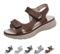 Generico Wide Fit Sandal for Women Open Toe Ankle Strap Sandals Comfortable Walking Low Heel Slip On (Coffee,37)