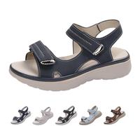 Generico Wide Fit Sandal for Women Open Toe Ankle Strap Sandals Comfortable Walking Low Heel Slip On (Deep Blue,41)