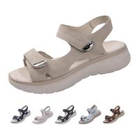 Generico Wide Fit Sandal for Women Open Toe Ankle Strap Sandals Comfortable Walking Low Heel Slip On (Grey,41)