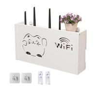 Genérico WiFi Router Shelf - WiFi Router Storage Box | Router Rack Desktop Storage Box | Space-Saving Router Organizer Box for TV Set-Top Boxes Fortune Cat Router Hider Box for Wall
