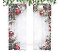 Generico Window Drapes | 2 Pieces Christmas Snowflake Sheer Curtains | Geometric Light Blocking Abstract Lines Print Decorative Drape for Home Winter Party Celebration Holiday
