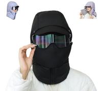 Generico Windproof Full Cover Outdoor Riding Mask with Glasses,Adjustable Ski Mask Hat,Winter Thermal Thick Removable Goggles cap