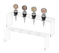 Generico Wine Stopper Display Stand - 25x7.5x5cm Acrylic Shelves Display 2 Piece - Food Service Equipment & Supplies, Clear Tier Organizer Anti-Slip 4 Slot For Kitchen Bookshelf Desk Men Home