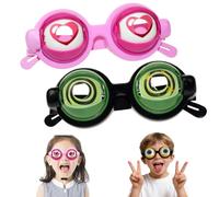 Generico Winking Glasses, Funny Winking Kinetic Crazy Eyes Blinking Glasses, Kids Pull-String Blinking Glass with Manual Blink Action (2pcs-Pink+Green)