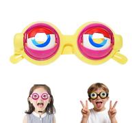 Generico Winking Glasses, Funny Winking Kinetic Crazy Eyes Blinking Glasses, Kids Pull-String Blinking Glass with Manual Blink Action (Yellow)