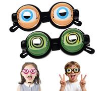 Generico Winking Glasses, Funny Winking Kinetic Crazy Eyes Blinking Glasses, Kids Pull-String Blinking Glass with Manual Blink Action (2pcs-Black+Green)