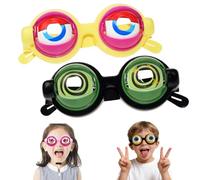 Generico Winking Glasses, Funny Winking Kinetic Crazy Eyes Blinking Glasses, Kids Pull-String Blinking Glass with Manual Blink Action (2pcs-Yellow+Green)