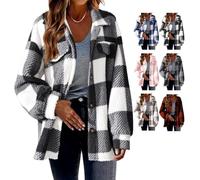 Generico Winter Coats for Women 2025 Warm Fuzzy Fleece Zip Up Plaid Hooded Jacket Casual Comfort Long Sleeve Fluffy Hoodie (black, M)