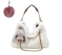 Generico Winter Plush Purse Tote Bags for Women, Faux Fur Soft Cute Top Handle Handbags, Large Capacity Trendy Hobo Shoulder Bags