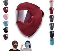 Generico Winter Warm Fleece Windproof High-Definition Goggles Fleece Thermal Mask with Removable Goggles for Cycling Skiing (A-Red)