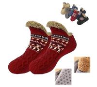 Generico Winter Wool Socks,Fuzzy Non-Slip Floor Sock,Warm Thick Fleece Cold-Proof Sock for Indoor for Men and Women (Red, Adult, Adulto, Uomo, Medium, Testo, Sistema Taglie Calzature EU, Media)