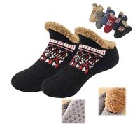 Generico Winter Wool Socks,Fuzzy Non-Slip Floor Sock,Warm Thick Fleece Cold-Proof Sock for Indoor for Men and Women (Black, Adult, Adulto, Donna, Large, Testo, Sistema Taglie Calzature EU, Media)