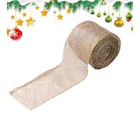 Generico Wired Christmas Ribbon, Ribbon Roll, 196.85x2.5 Inches Size Festive Red Design, Linen And Wire Material for Tree Garland Crafts, Wreaths, Mailbox, Centerpiece, Making