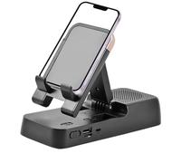 Generico Wireless Cell Phone Stand, Portable Phones Holder With Speaker, ABS, Silicone Anti-Slip Adjustable Foldable Mobile Phone Stand For Men & Women, 7.09x2.95x1.57 Inches