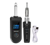 Generico Wireless Microphone System, 10-Channel Audio Transmitter, Dynamic Mic Adapter, Plug-On Receiver, Rechargeable Low-Latency for Guitar, Bass, Electric Instruments, Live Performances