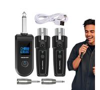 Generico Wireless Microphone Transmitter, 10-Channel Receiver, Audio Adapter, Rechargeable System, 30-50m Transmission High-Fidelity Sound, Compatibility for Mixer Electric Guitar