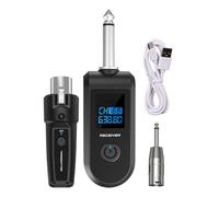 Generico Wireless Microphone Transmitter Receiver, 10 Channels Broadcast Microphones Adapter, Rechargeable Transmitter, Receiver for Audio Mixer, Electric Guitar, and Bass