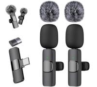 Generico Wireless Noise-Reducing Mic Set,2 Pack Mini Lavalier Microphone for iPhone,iPad,Android Phone,Lapel Mic Plug and Play,Long Battery Life & Easy to Carry,for Video Recording Interview Vlog