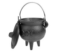 Generico Witch Cauldron Halloween Cast Iron Kettle Black Candy Bowl Lid Handle Prop Pot Bucket Theme Decoration Party Display Item Ornament | Ideal For Trick Treat Events Haunted House Setup