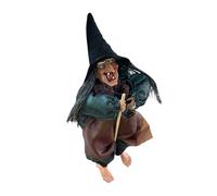 Genérico Witch Decoration - Resin, 11.81x3.94in Hanging Witch Decoration Voice-Activated Design | Glowing Eyes and Sound Effect Halloween Prop, Flying Witches Ornament For Porch, Garden, Party