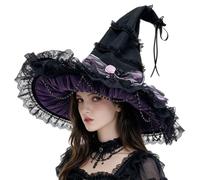 Generico Witch Hat - 50x43cm Wide Brim Lolita Halloween Costume Accessory