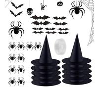 Generico Witch Hat Decor, Halloween Wizard Hat Costume, Hanging Witch, Includes Fun Stickers with 164ft String for Haunted House, Halloween Indoor Outdoor Use, 15.35x14.17x7.48 Inches