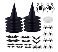 Generico Witch Hat Decor, Halloween Wizard Hat Costume, Hanging Witch, Includes Fun Stickers with 164ft String for Haunted House, Halloween Indoor Outdoor Use, 15.35x14.17x7.48 Inches