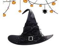 Genérico Witch Hat - Fabric, 45 x 45 cm con 58 cm Fit, Hat High-Temp Resistant | Flessibile Elastic Band Cosplay Carnival Party Accessory, Witch Cap For Halloween Porch Yard Decoration Use