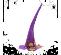 Generico Witch Hat, Halloween Wide Brim Design with Maple Leaves, Elegant Cosplay Headwear for Costume Parties, Ladies, Adults, Photography, Stage Performances, Haunted House, Masquerade Events