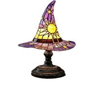 Generico Witch Hat Lamps Stained Glass, Gothic Wizard Hat Shape Lights, Bedroom Decoration Retro Resin Lamp, Witch Hat Lights (Purple)