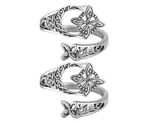 Generico Witch Knot Ring - Adjustable Celtic Open Ring | Geometric Cross-Shaped Hollow Out Design | Wards Off Negative Energy | Timeless Vintage Style For Women