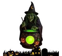 Generico Witch Lamp - 11x11x18.5cm Resin Halloween Nightstand Decor Light