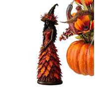 Generico Witch Statue, Seasonal Resin Halloween Decoration With Leaf Gown